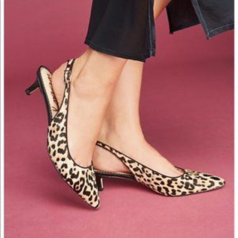 Sam Edelman Ludlow Leopard Print Slingback Kitten Heels